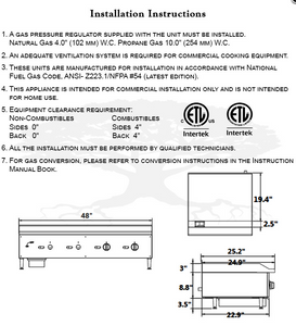 48" Wide Manual Gas Griddle