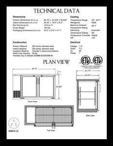 60" Back Bar Cooler