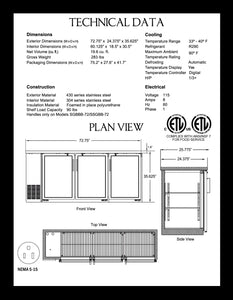 72" Back Bar Cooler