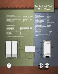 54" 2 Door Reach-In Freezer