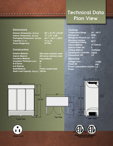 82" 3 Door Reach-In Refrigerator