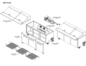 72" 3 Door Mega Top Sandwich Unit