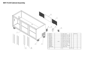 72" 3 Door Mega Top Sandwich Unit