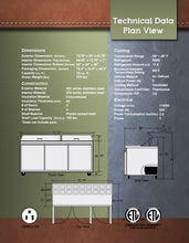 Load image into Gallery viewer, 72&quot; 3 Door Sandwich Unit
