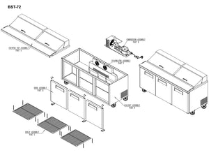 72" 3 Door Sandwich Unit