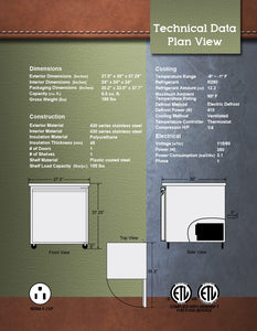 27" 1 Door Undercounter Freezer