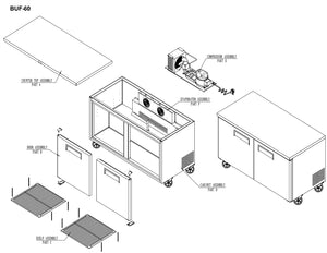 60" 2 Door Undercounter Freezer