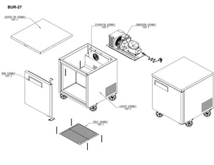 27" 1 Door Undercounter Refrigerator