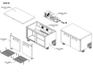 48" 2 Door Undercounter Refrigerator