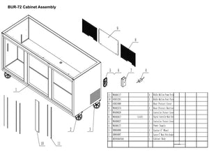 72" 3 Door Undercounter Refrigerator