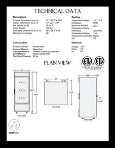 1 Door Reach-In Glass Door Freezer