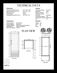 1 Door Reach-In Glass Door Refrigerator