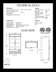 2 Sliding Door Reach-In Glass Door Refrigerator