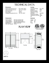 Load image into Gallery viewer, 54&quot; 2 Door Reach-In Refrigerator
