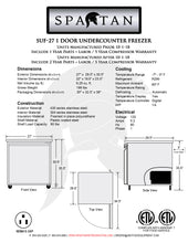 Load image into Gallery viewer, 27&quot; 1 Door Undercounter Freezer
