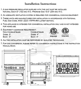 6 Open Burner Gas Range w/ Oven