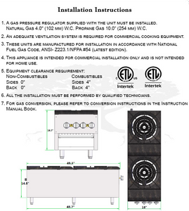 Double Gas Stock Pot Range w/ 2 Open Burners