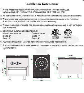 Single Gas Stock Pot Range w/ 1 Open Burner